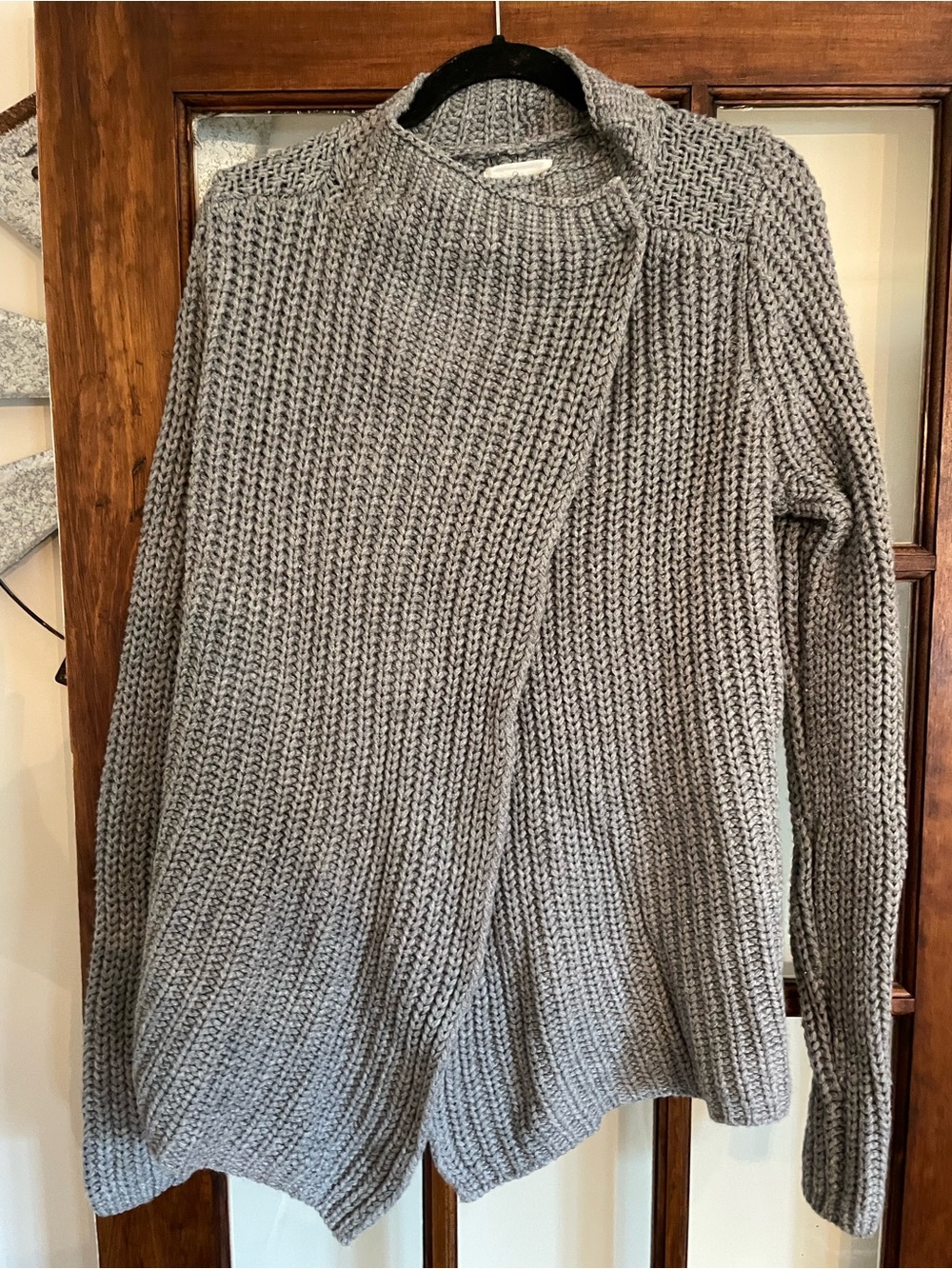 Lou & Grey Light Gray Chunky Knit Open Cardigan